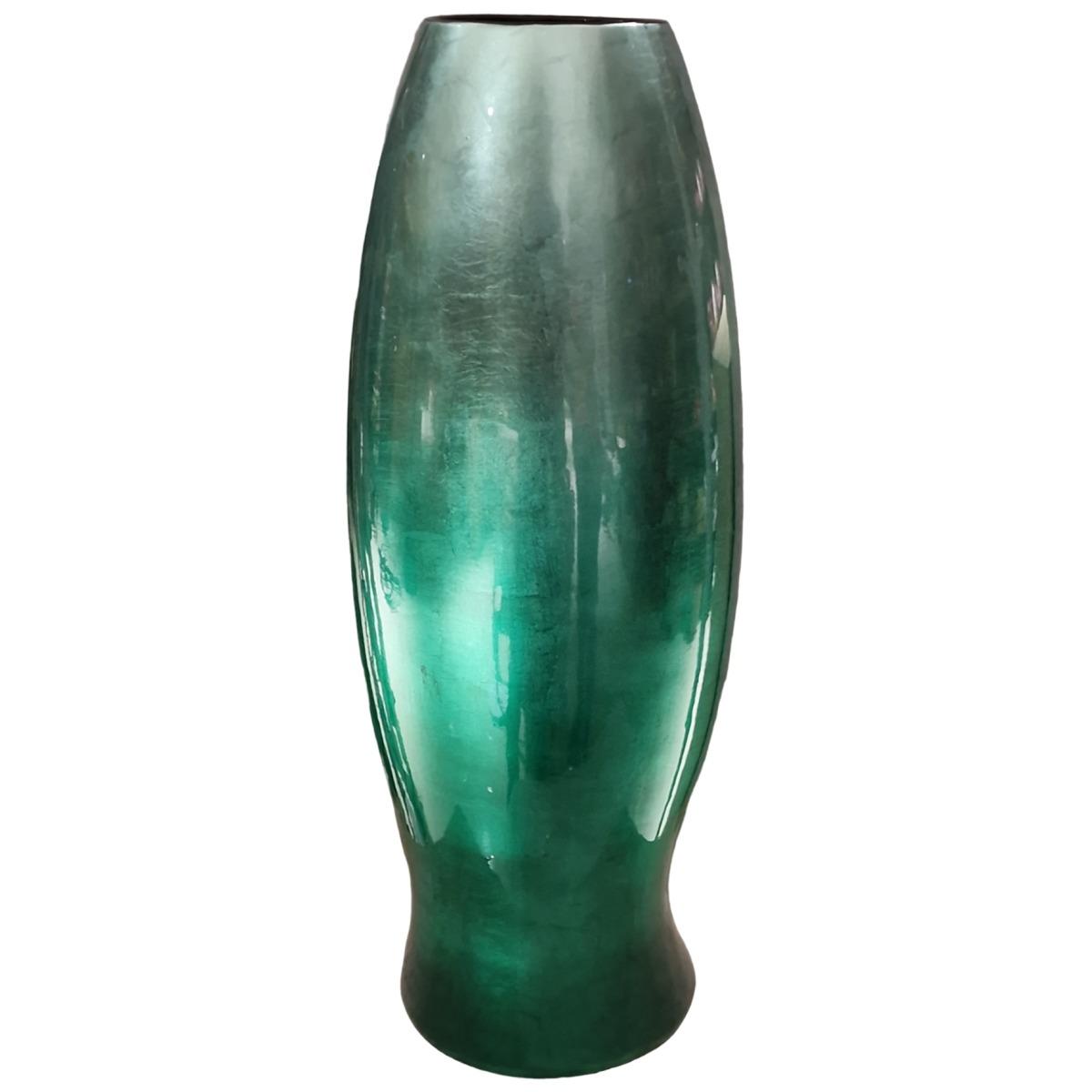 Vaso Ceramica Sculture Verde cm.Ã˜19x51
