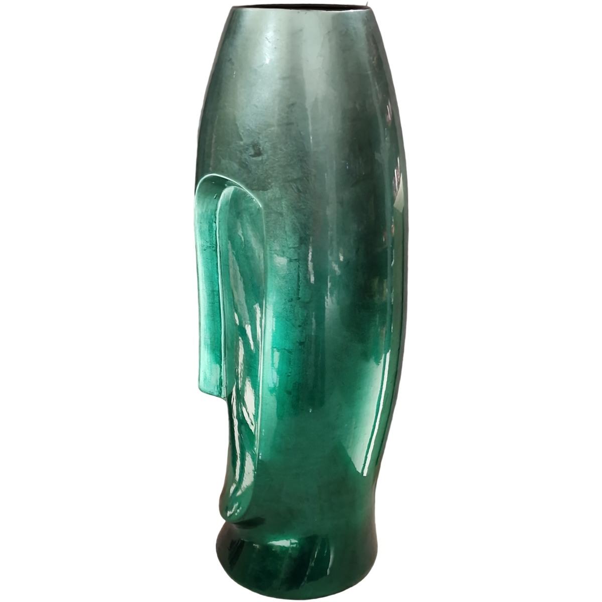Vaso Ceramica Sculture Verde cm.Ã˜19x51