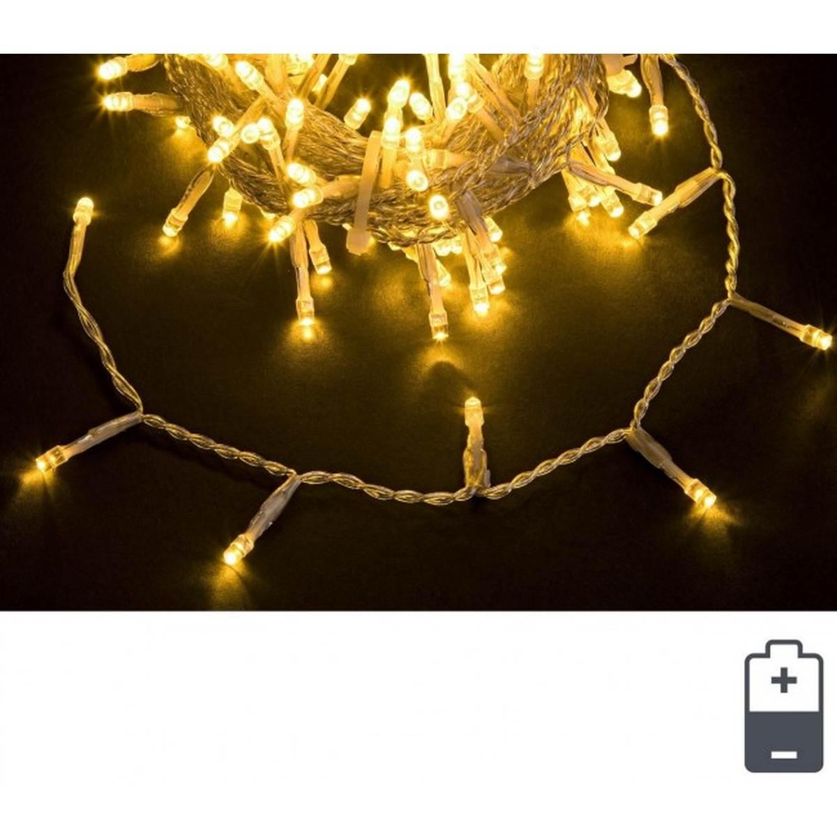 Luci Natale Esterno Batteria LED 96 Bianco Caldo mt.5 con Timer |Bizzotto