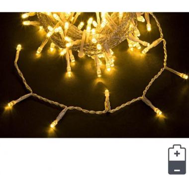 Luci Natale Esterno Batteria LED 96 Bianco Caldo mt.5 con Timer |Bizzotto