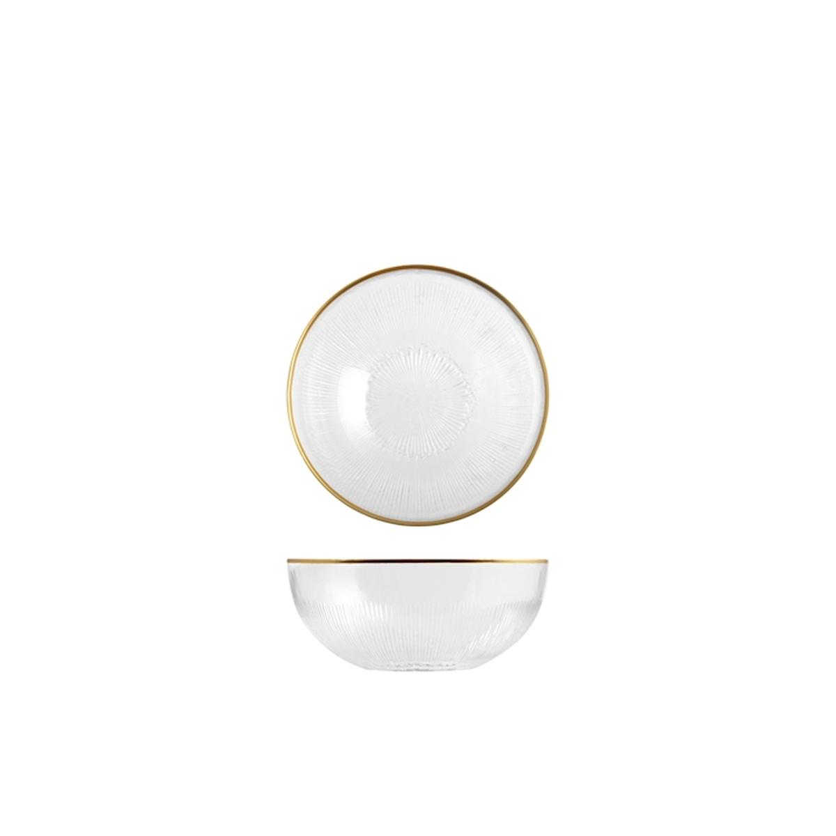 Ciotola Cucina Vetro Treasure Trasparente Bordo Oro cm.Ã˜16x15 |H&H