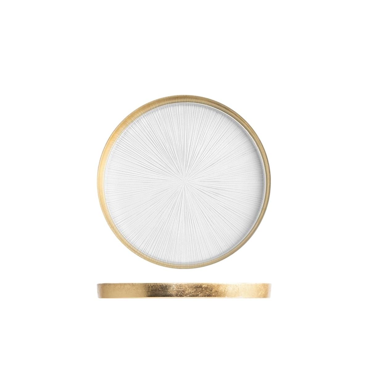 Piatto Tavola Vetro Frutta Allure Trasparente Bordo Oro cm.Ø21 |H&H