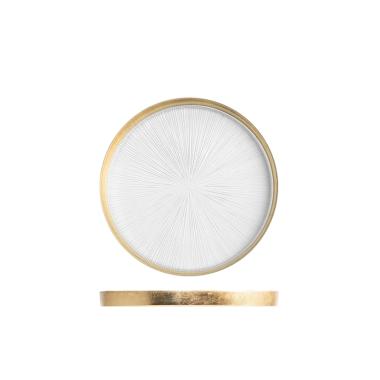 Piatto Tavola Vetro Frutta Allure Trasparente Bordo Oro cm.Ø21 |H&H