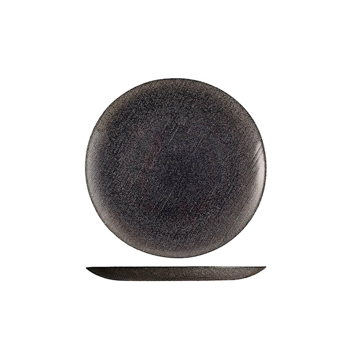 Piatto Tavola Vetro Frutta Charme Nero con Glitter cm.Ã˜21,5 |H&H