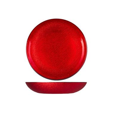 Piatto Tavola Vetro Fondo Charme Rosso con Glitter cm.Ã˜22 |H&H