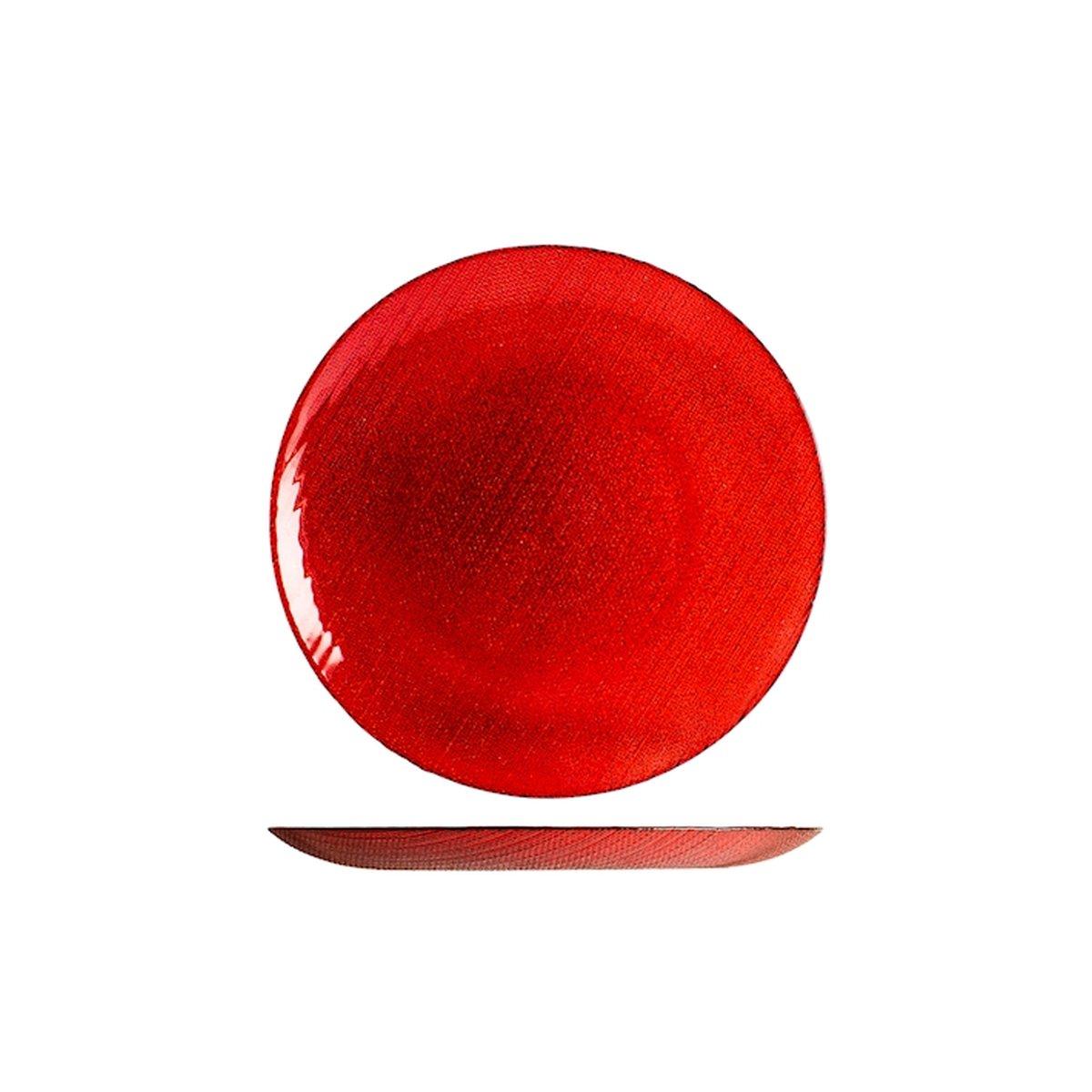 Piatto Tavola Vetro Frutta Charme Rosso con Glitter cm.Ã˜21,5 |H&H