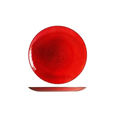 Piatto Tavola Vetro Frutta Charme Rosso con Glitter cm.Ã˜21,5 |H&H