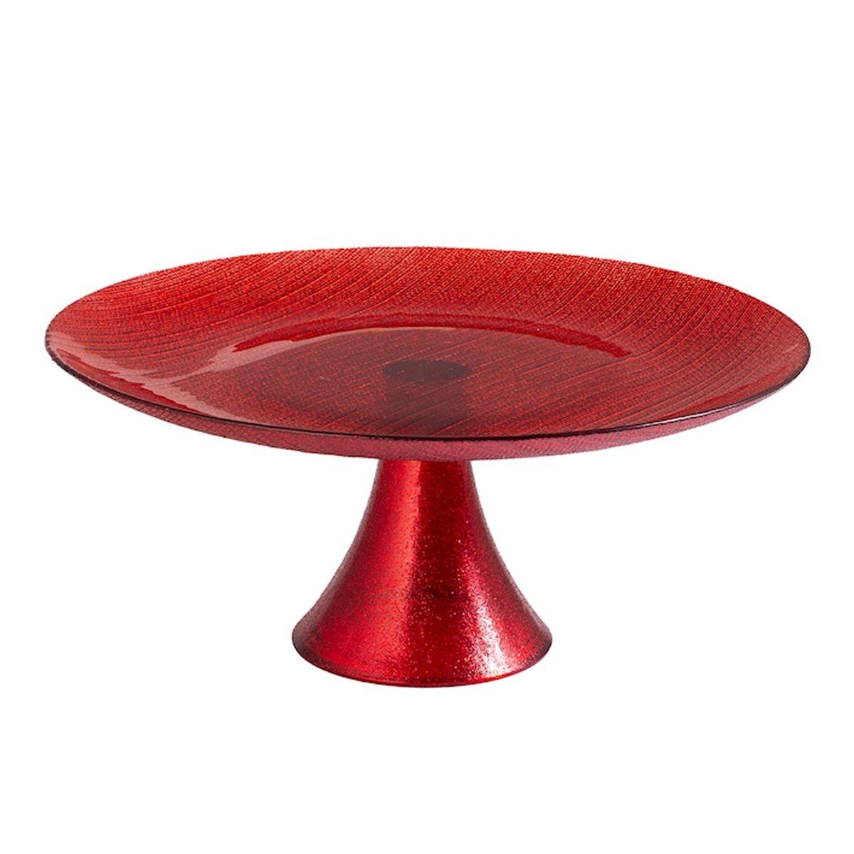 Centrotavola Alzata Vetro Charme Rossa con Glitter cm.Ã˜28 | H&H