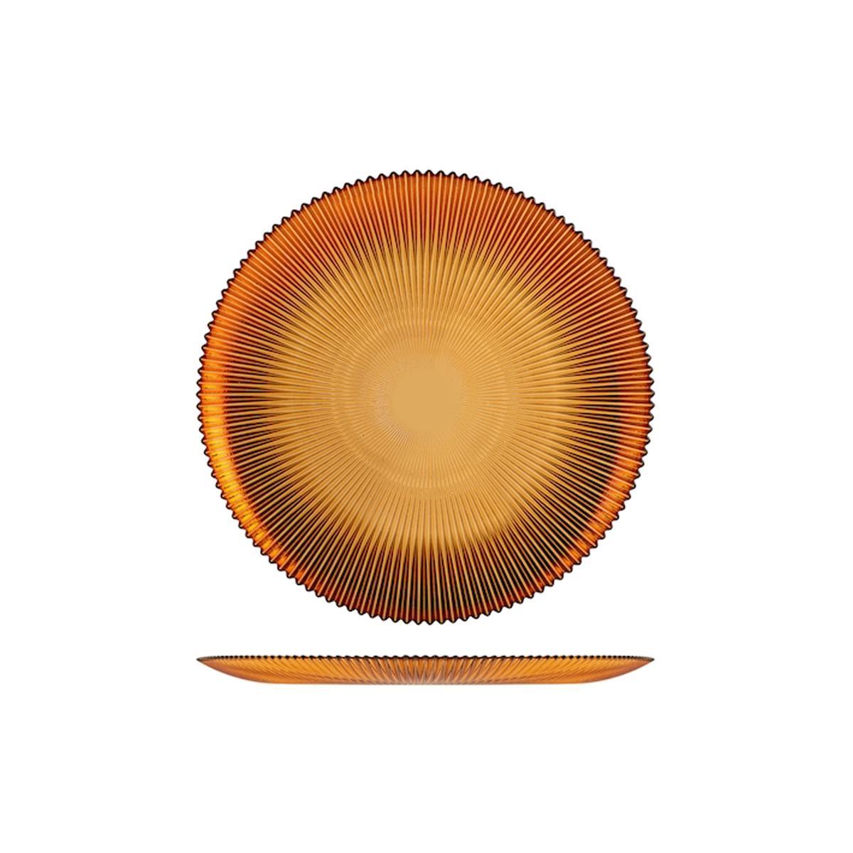 Piatto Tavola Vetro Fondo Groove Ambra cm.Ã˜22 |H&H
