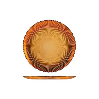 Piatto Tavola Vetro Fondo Groove Ambra cm.Ã˜22 |H&H