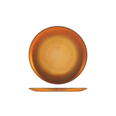 Piatto Tavola Vetro Frutta Groove Ambra cm.Ã˜21,5 |H&H