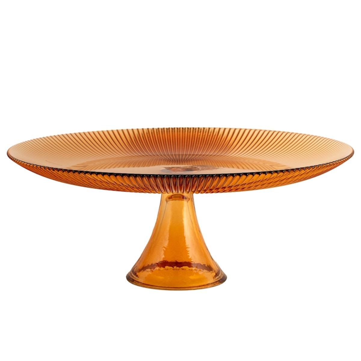 Centrotavola Alzata Vetro Groove Ambra cm.Ã˜31,5 | H&H