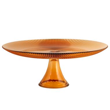 Centrotavola Alzata Vetro Groove Ambra cm.Ã˜31,5 | H&H