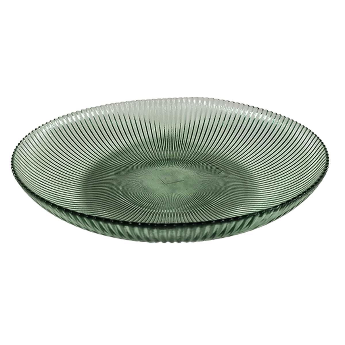 Piatto Tavola Vetro Fondo Groove Verde cm.Ã˜22 |H&H