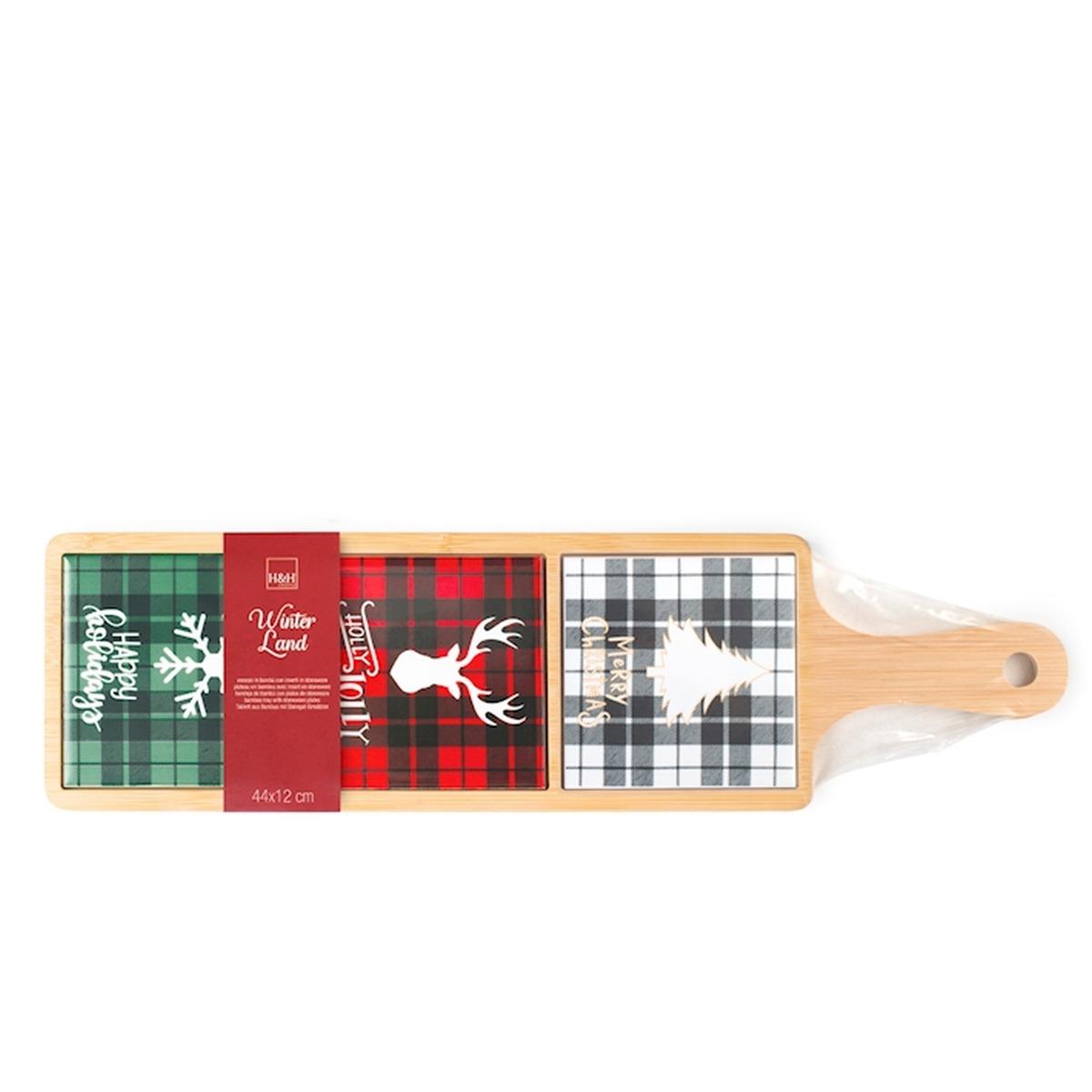 Tagliere Natalizio Vassoio Christmas Fantasia Tartan cm.44 |H&H