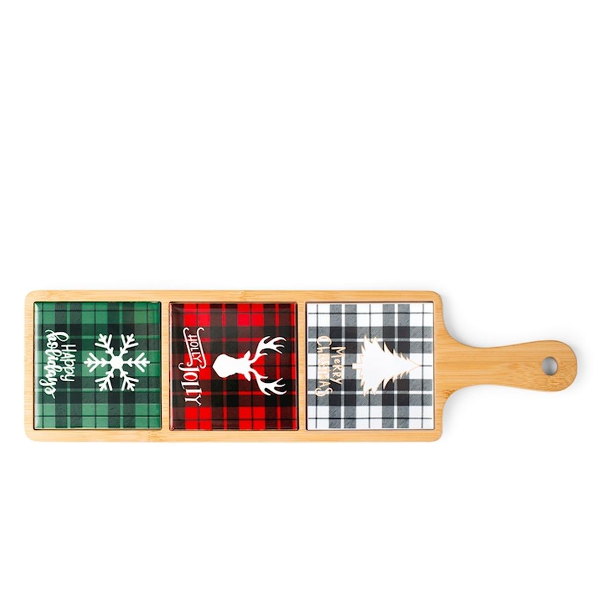 Tagliere Natalizio Vassoio Christmas Fantasia Tartan cm.44 |H&H