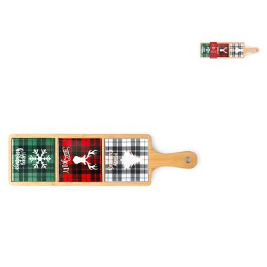 Tagliere Natalizio Vassoio Christmas Fantasia Tartan cm.44 |H&H