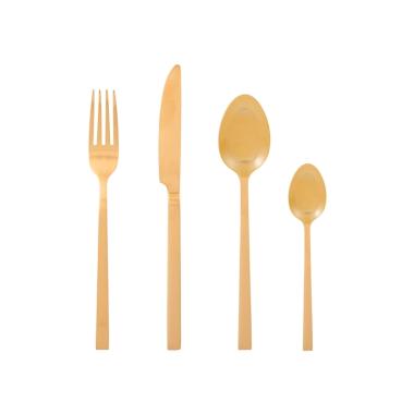 Posate Tavola Inox Set pz.16 Square Oro Gold | H&H