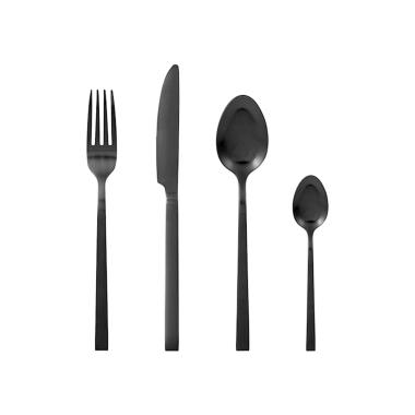 Posate Tavola Inox Set pz.16 Square Nero | H&H