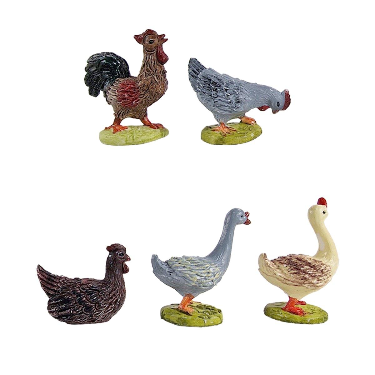Animali Fattoria Gallo Cigno Papaera Gallina da cm.3 a 5 Set pz.9 | Euromarchi