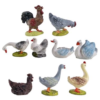 Animali Fattoria Gallo Cigno Papaera Gallina da cm.3 a 5 Set pz.9 | Euromarchi