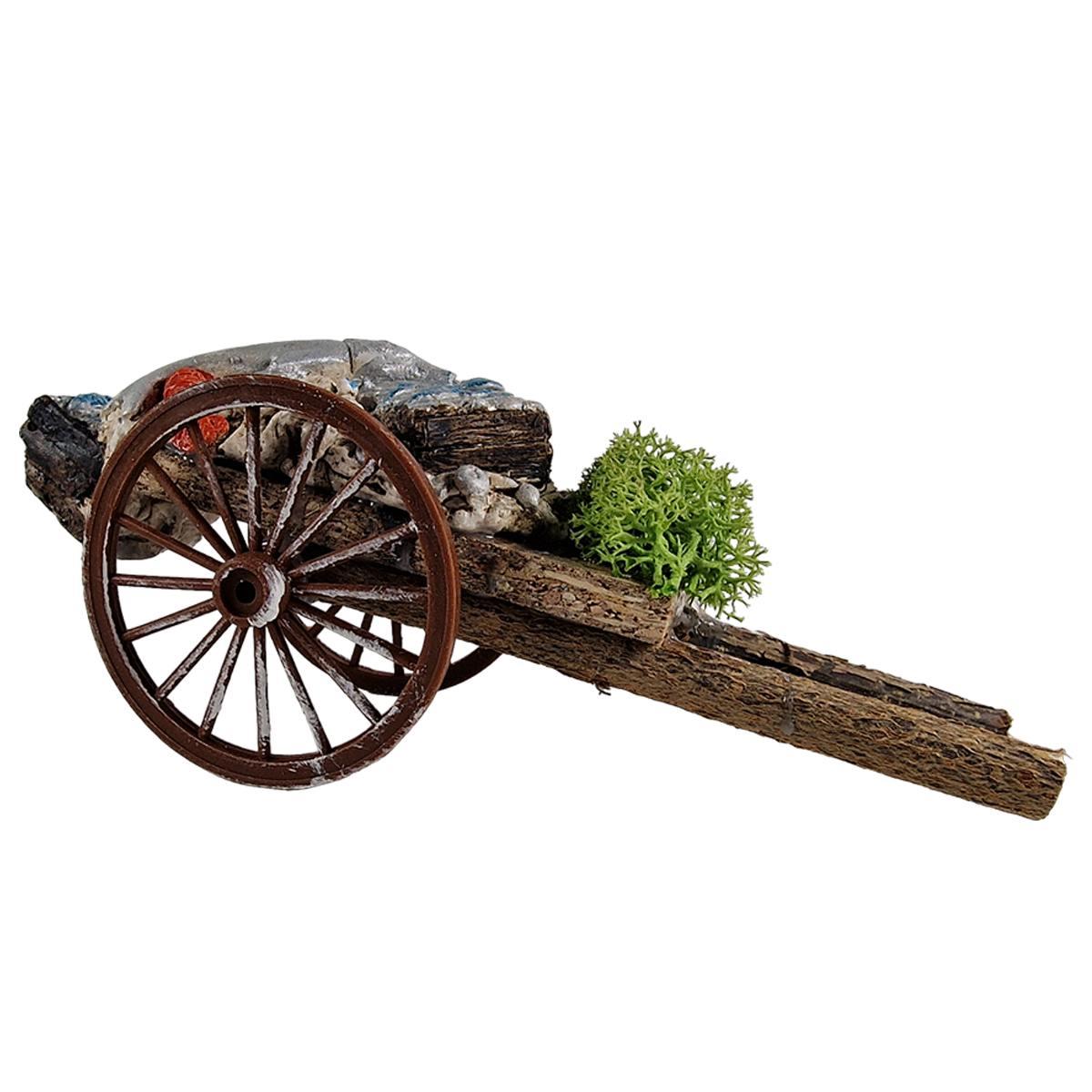 Carretto Legno con 2 Ruote Carico di Pesce cm.17x7xH9 | Euromarchi