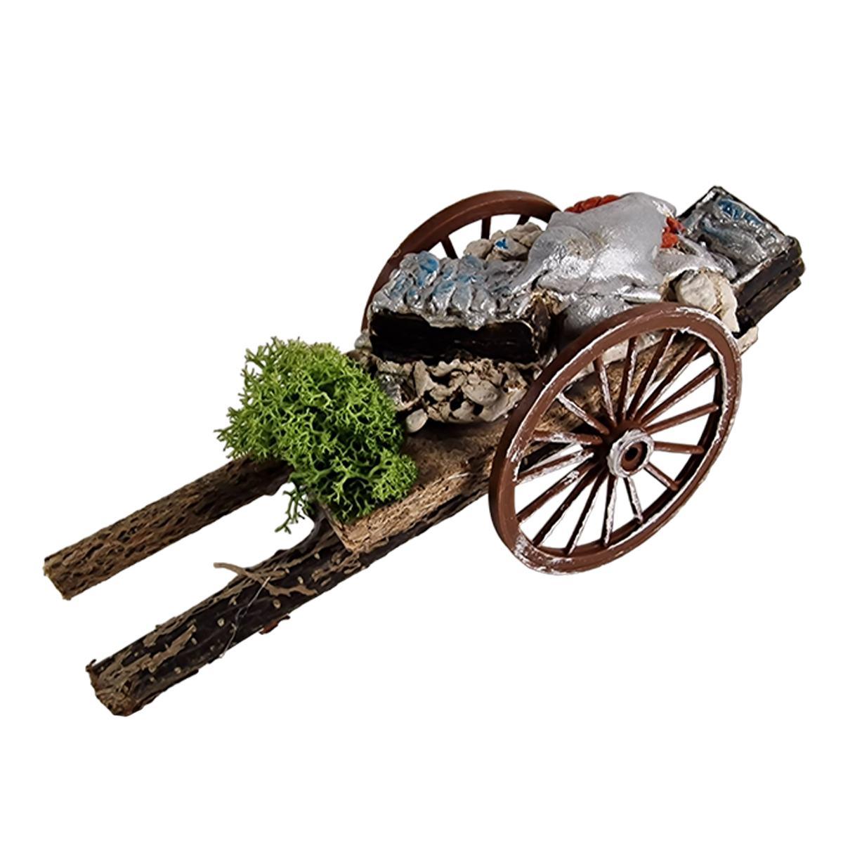 Carretto Legno con 2 Ruote Carico di Pesce cm.17x7xH9 | Euromarchi