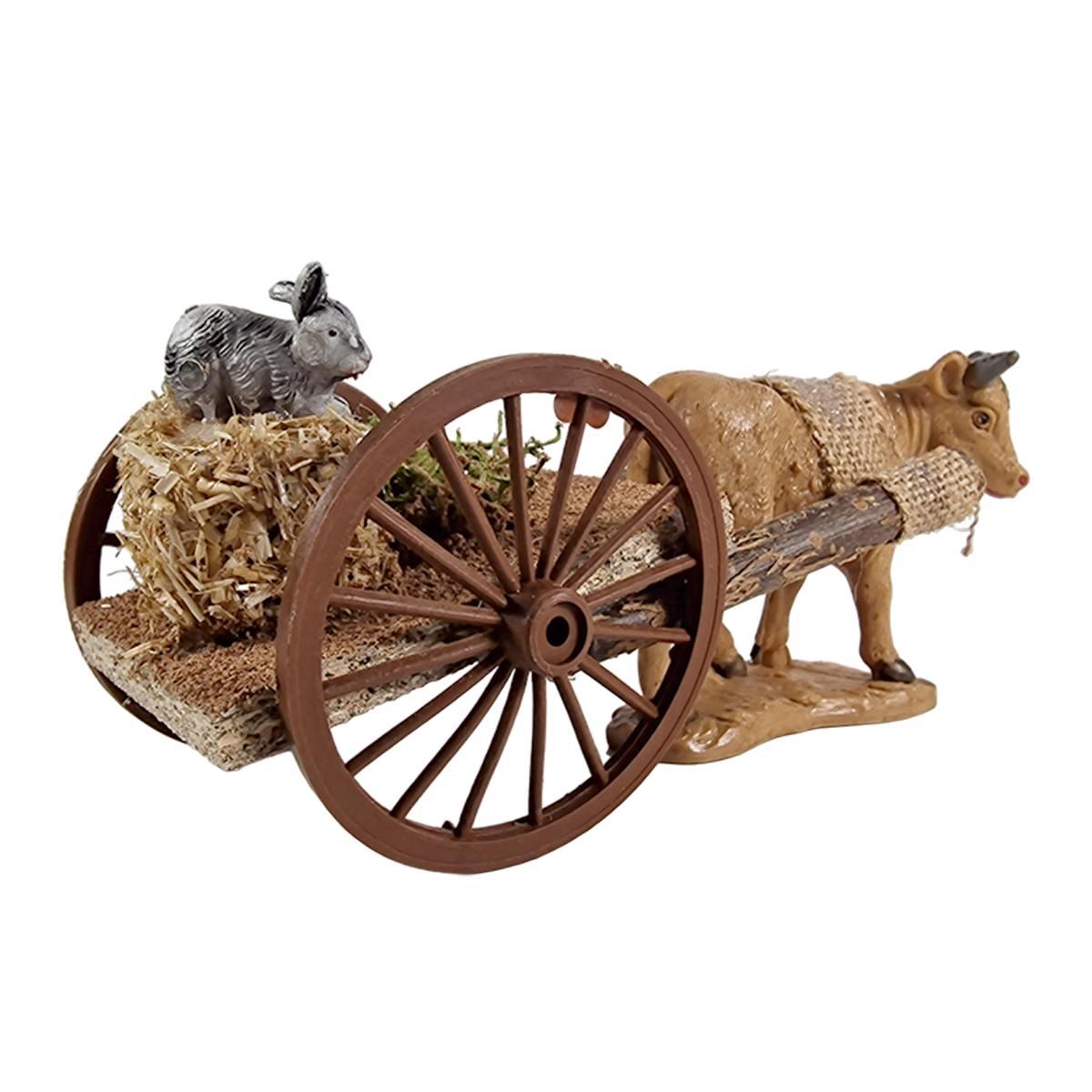 Carretto Legno con 2 Ruote Fieno e Coniglio cm.19x9xH9 | Euromarchi