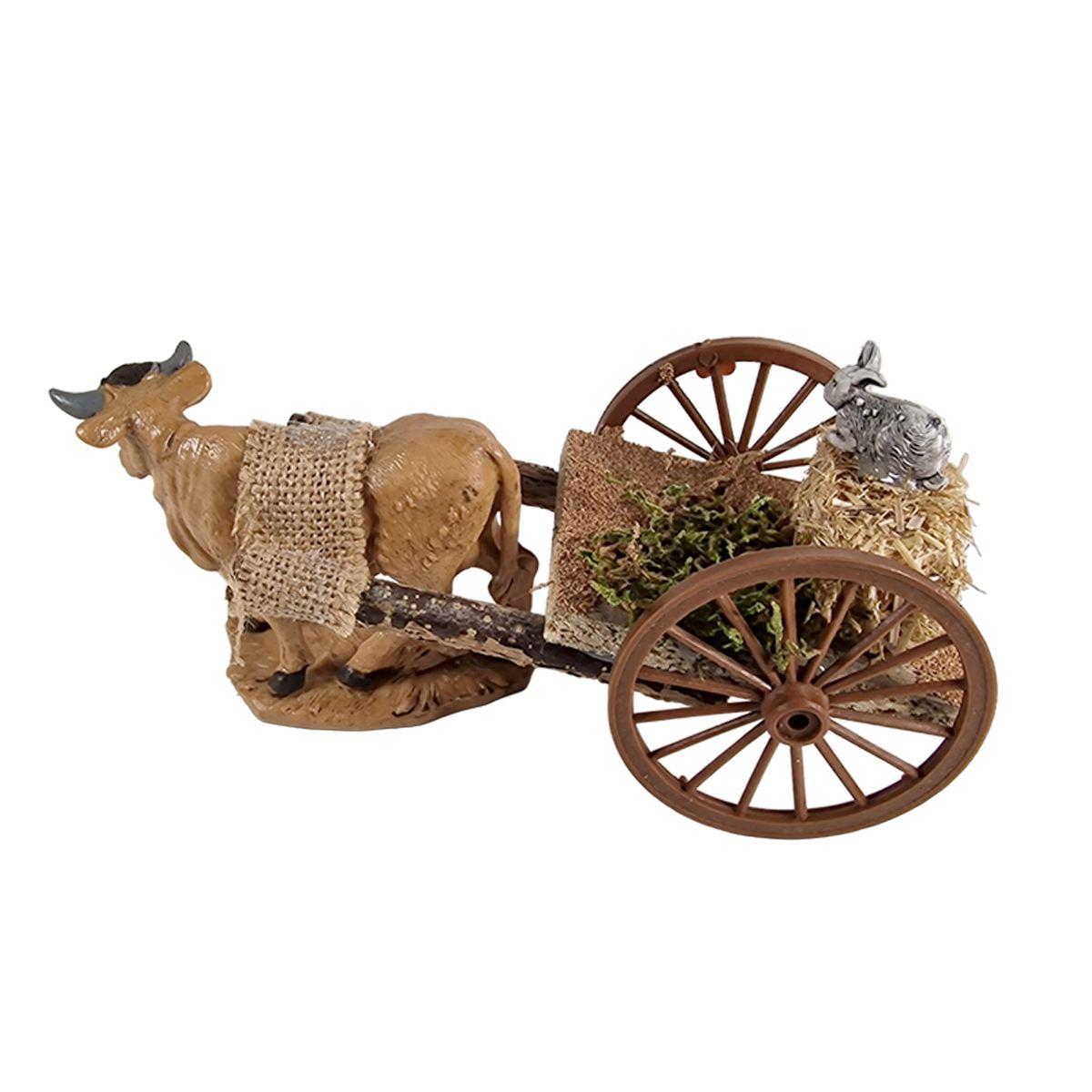 Carretto Legno con 2 Ruote Fieno e Coniglio cm.19x9xH9 | Euromarchi