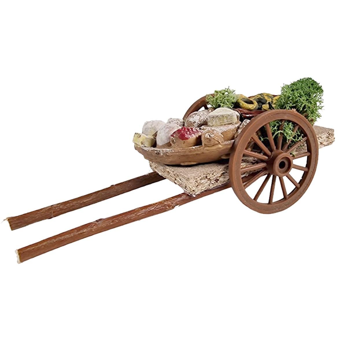 Carretto Legno con 2 Ruote Alimenti Vari cm.14x7xH6 | Euromarchi