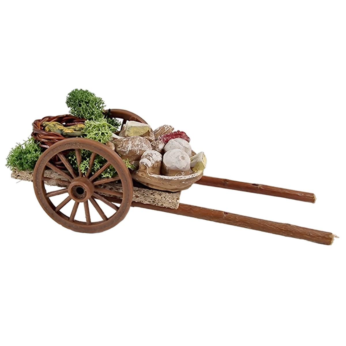 Carretto Legno con 2 Ruote Alimenti Vari cm.14x7xH6 | Euromarchi