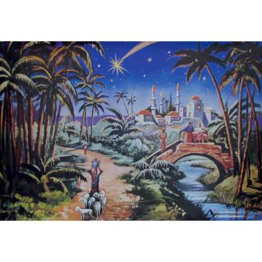 Fondale Paesaggio Arabo con Palme e Ponte cm.100x70 | Euromarchi