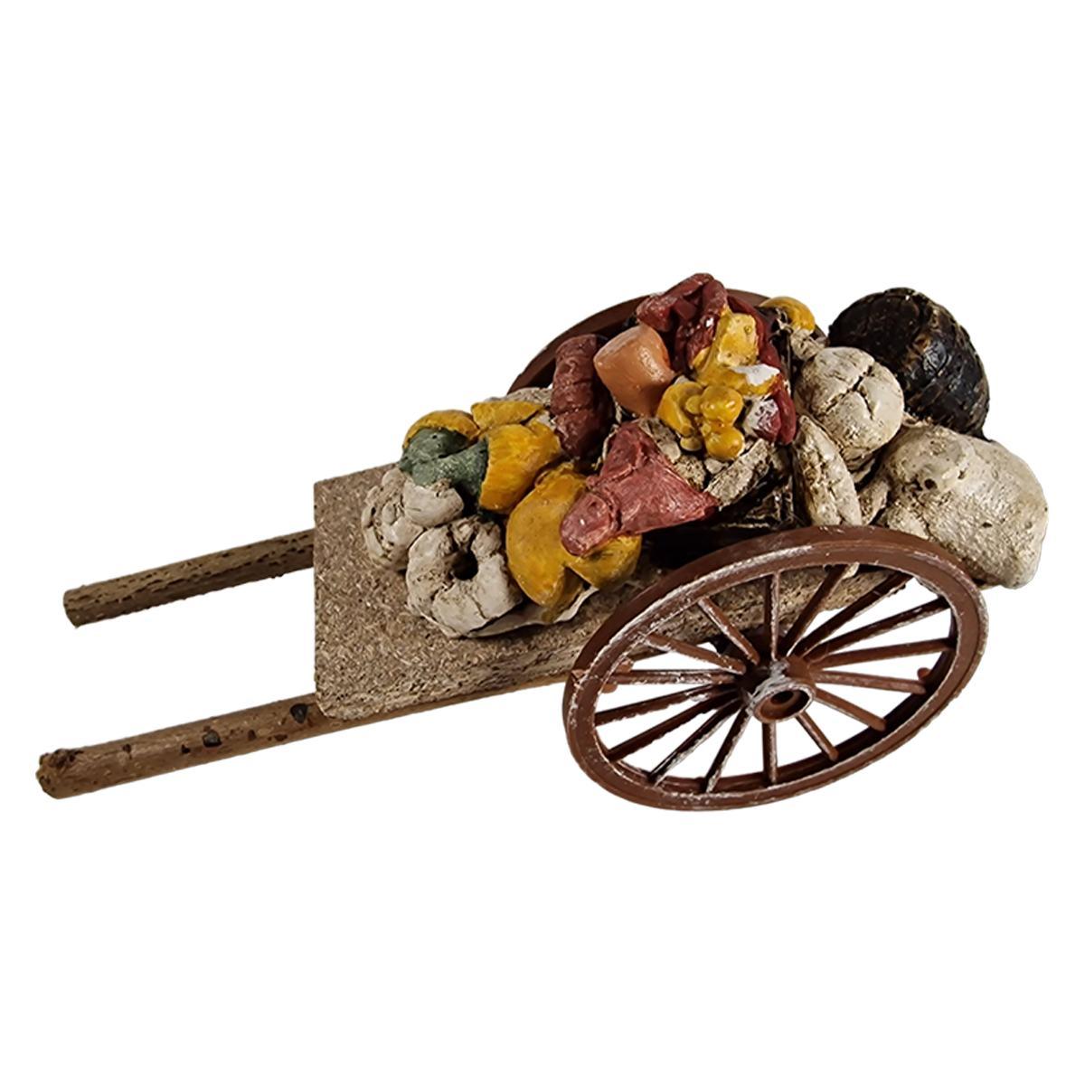 Carretto Legno con 2 Ruote Pane Carne e Vino cm.17x7xH9 | Euromarchi