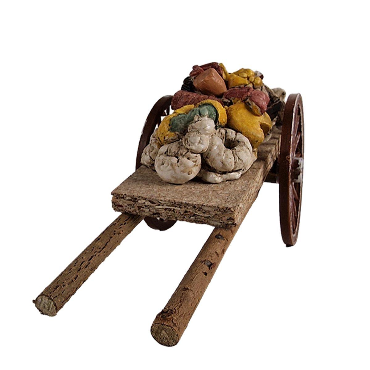 Carretto Legno con 2 Ruote Pane Carne e Vino cm.17x7xH9 | Euromarchi