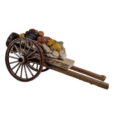 Carretto Legno con 2 Ruote Pane Carne e Vino cm.17x7xH9 | Euromarchi