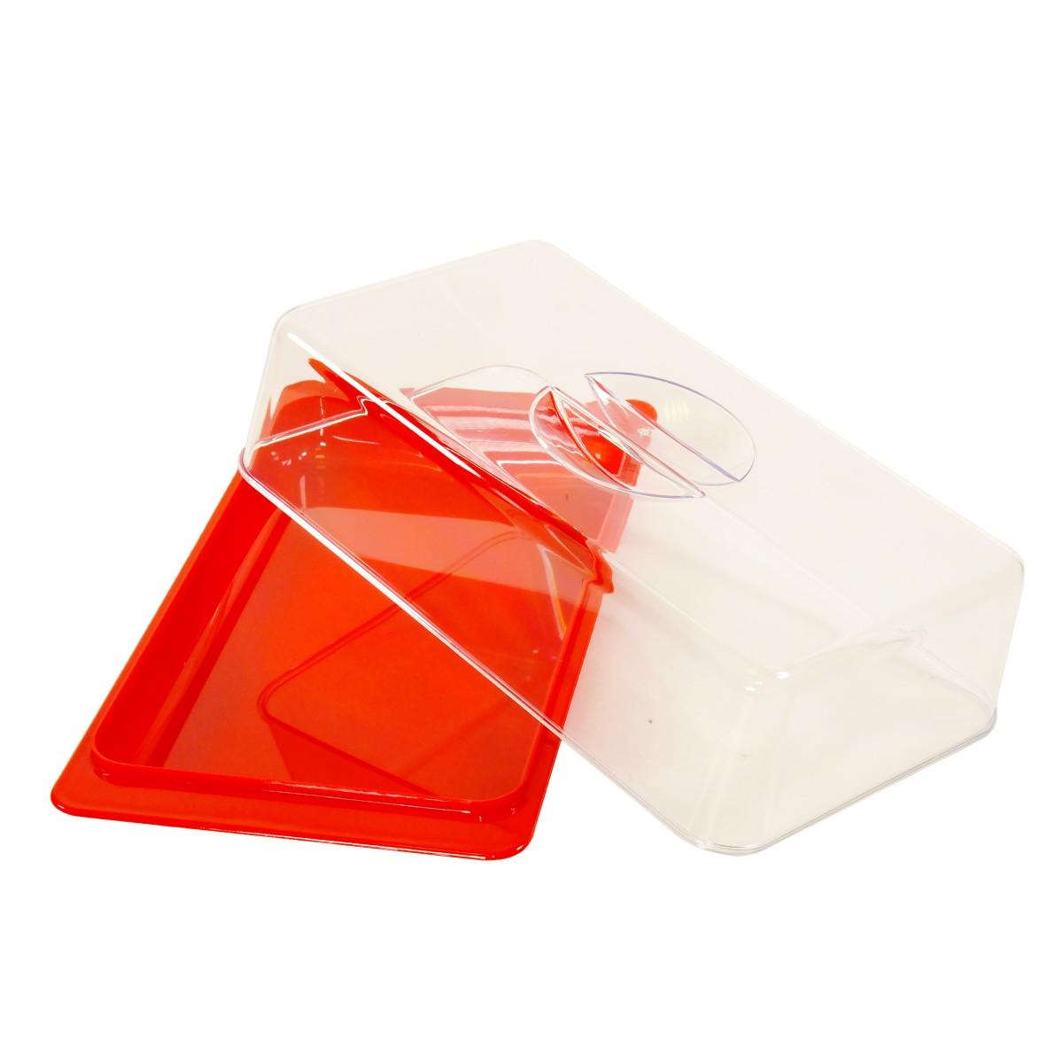 Porta Formaggio Rettangolare PVC con Coperchio Rosso | Cosmoplast