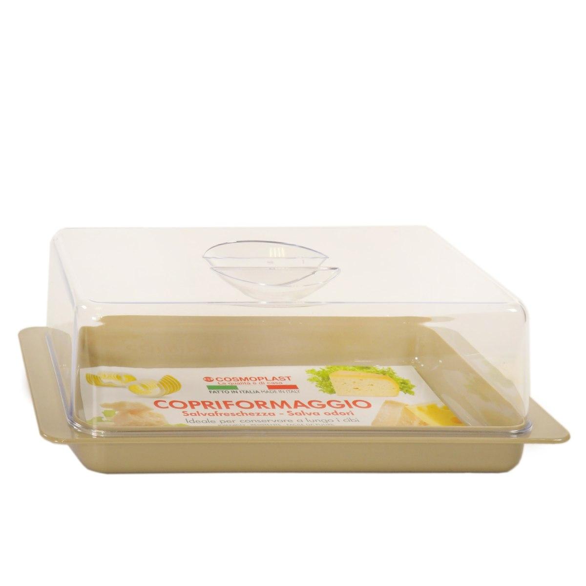 Porta Formaggio Rettangolare PVC con Coperchio Beige | Cosmoplast