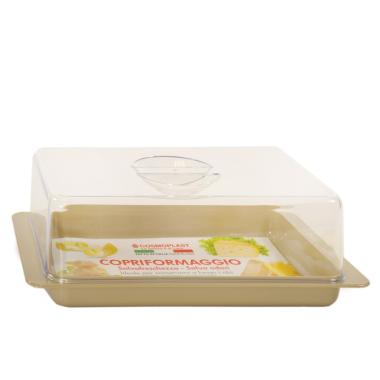 Porta Formaggio Rettangolare PVC con Coperchio Beige | Cosmoplast