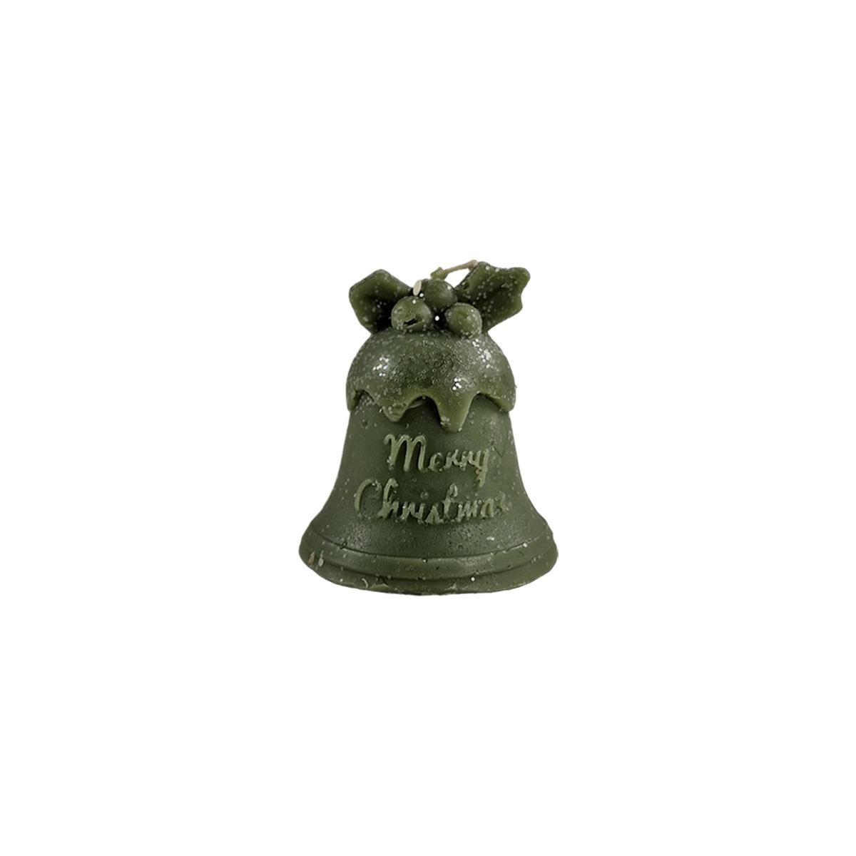 Candela Natale Profumata Campanella Verde Brinata cm.8 |Cereria Parma