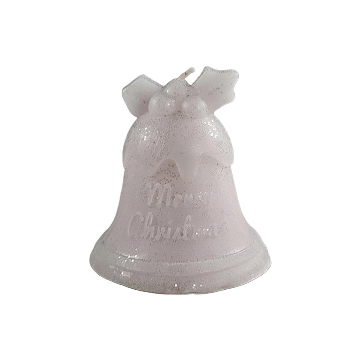 Candela Natale Profumata Campanella Bianca Brinata cm.8 |Cereria Parma