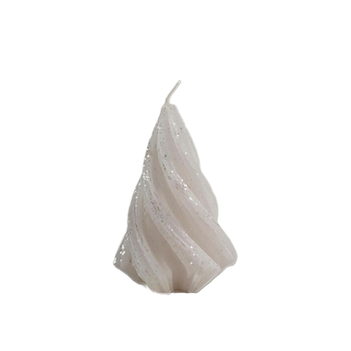 Candela Natale Profumata Albero Moderno Bianco Brinato cm.7 |Cereria Parma