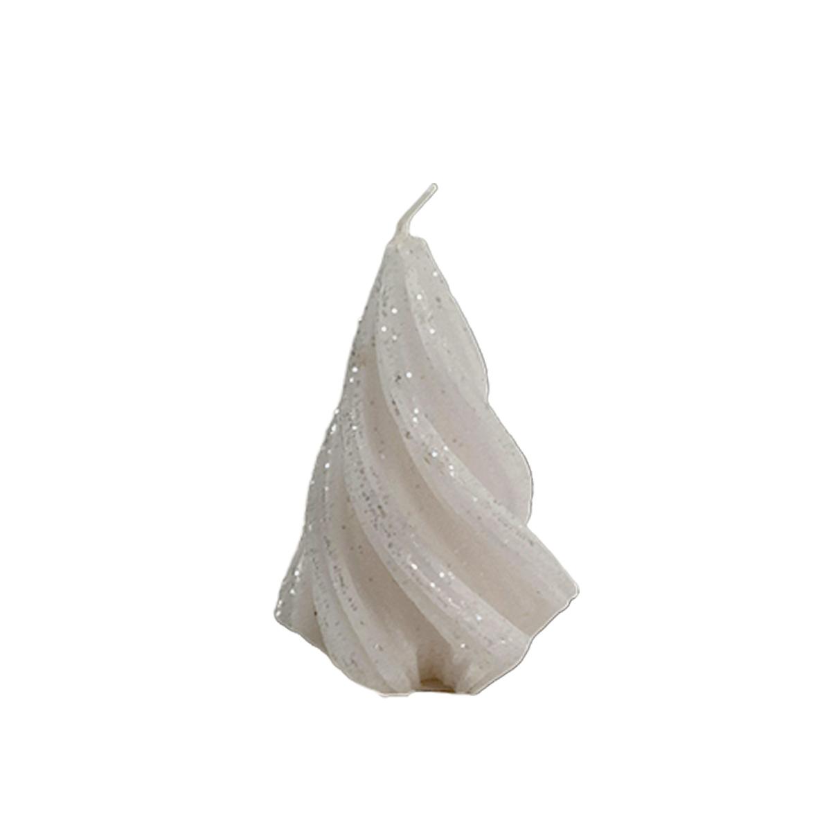 Candela Natale Profumata Albero Moderno Bianco Brinato cm.7 |Cereria Parma