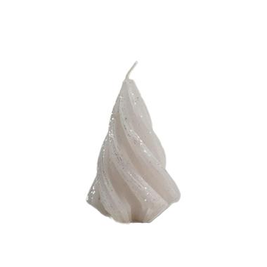 Candela Natale Profumata Albero Moderno Bianco Brinato cm.7 |Cereria Parma