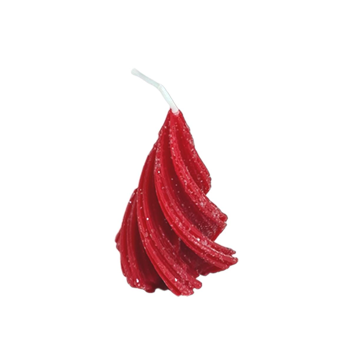Candela Natale Profumata Albero Moderno Rosso Brinato cm.7 |Cereria Parma