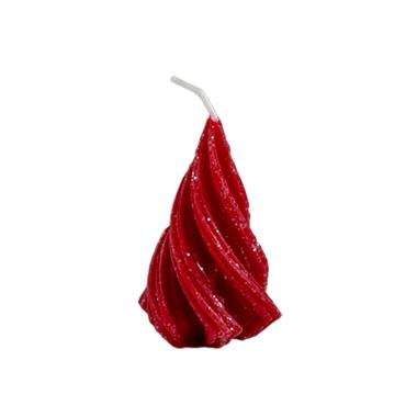 Candela Natale Profumata Albero Moderno Rosso Brinato cm.7 |Cereria Parma