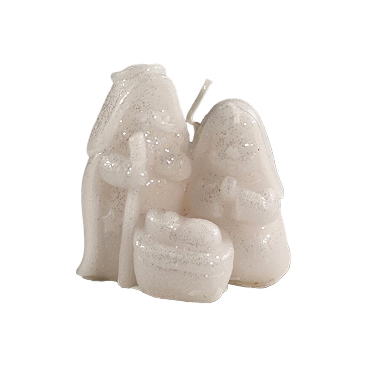 Candela Natale Profumata NativitÃ  Bianca Brinata cm.8 |Cereria Parma