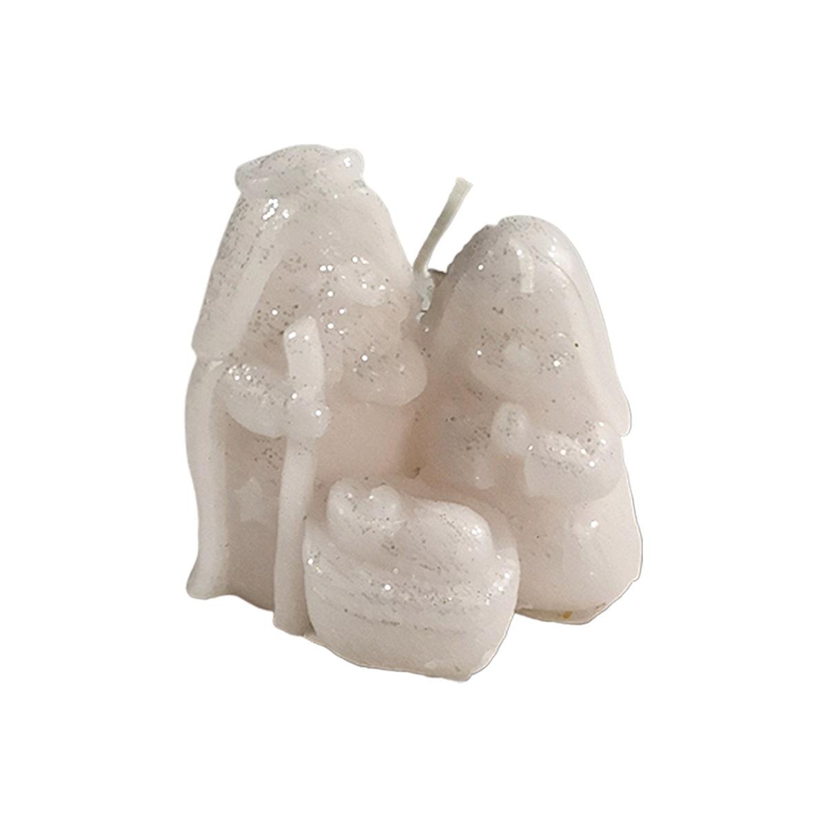 Candela Natale Profumata NativitÃ  Bianca Brinata cm.8 |Cereria Parma