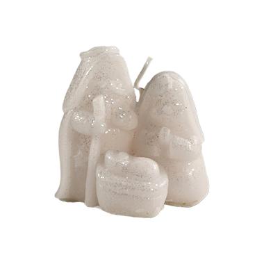 Candela Natale Profumata NativitÃ  Bianca Brinata cm.8 |Cereria Parma