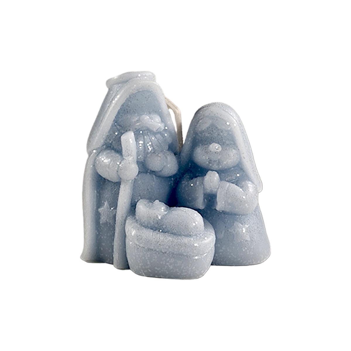 Candela Natale Profumata NativitÃ  Azzurra Brinata cm.8 |Cereria Parma