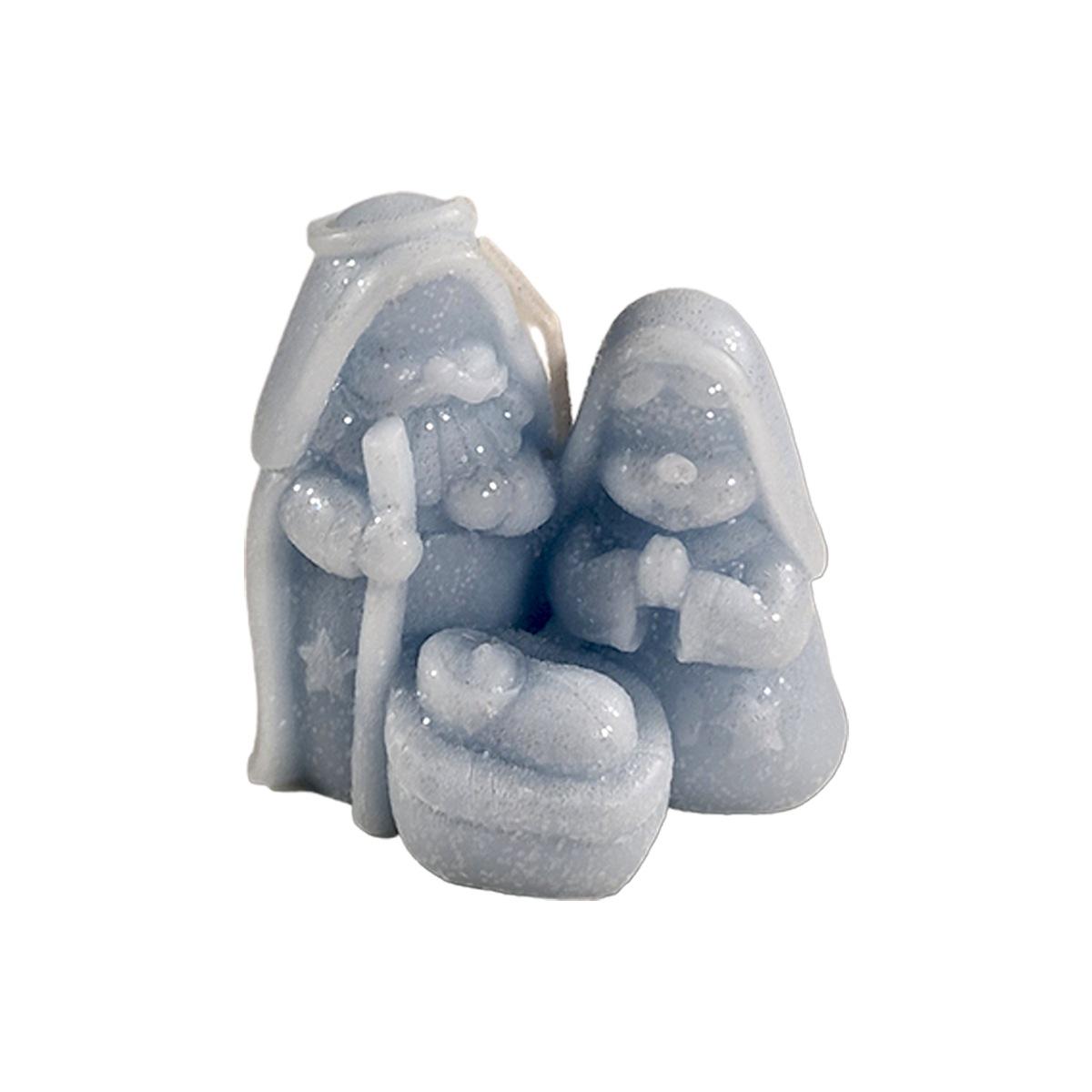 Candela Natale Profumata NativitÃ  Azzurra Brinata cm.8 |Cereria Parma